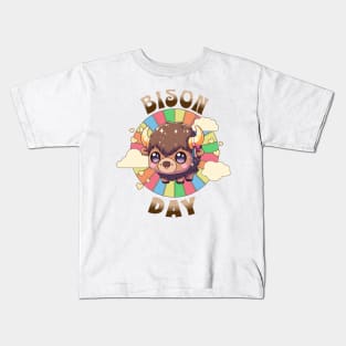 Kawaii Bison Day Kids T-Shirt